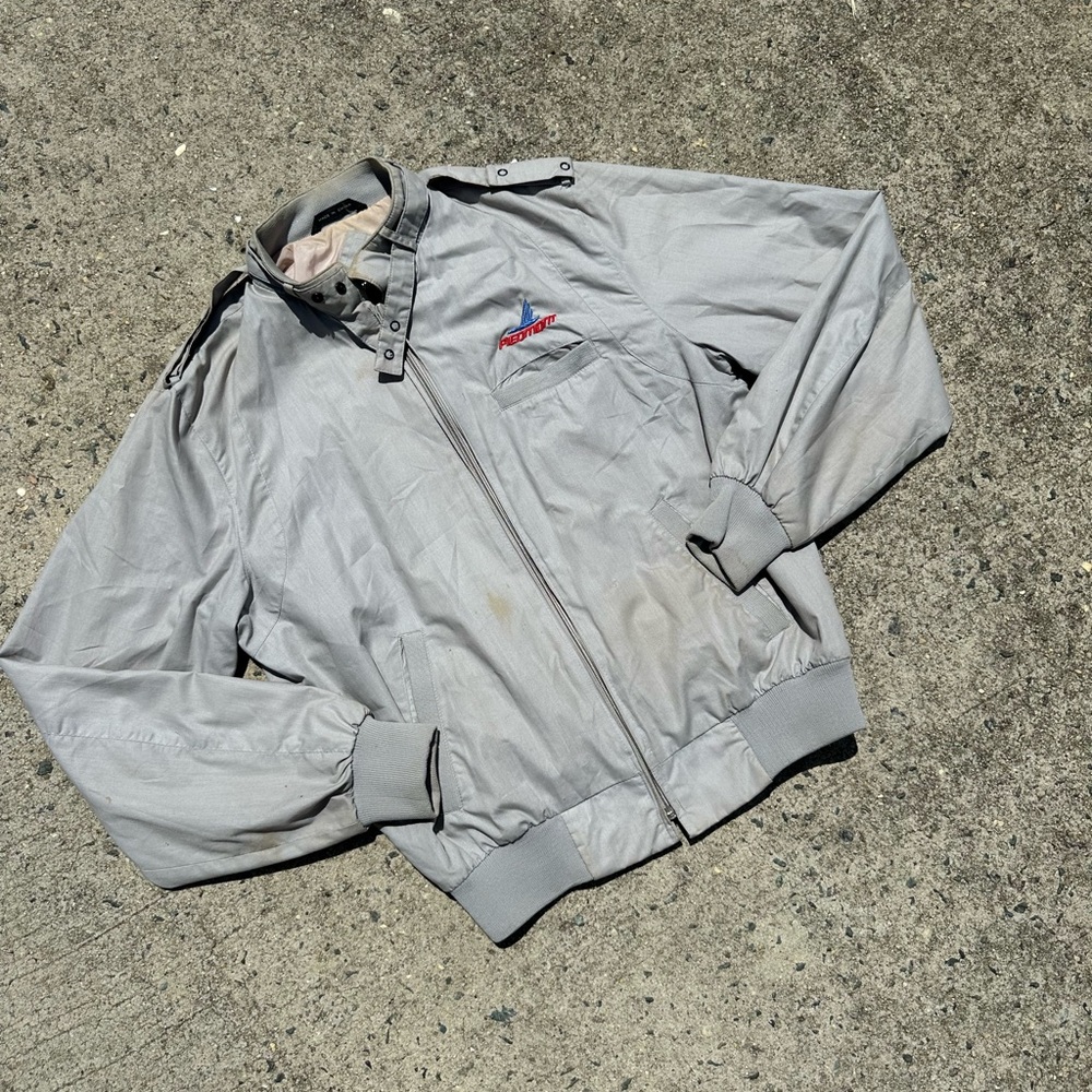 Vintage Piedmont Airlines Jacket Mens S Beige Bomber Full Zip Street Moves Logo